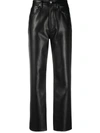 Agolde + Net Sustain 90s Pinch Waist Leather-blend Straight-leg Pants In Black