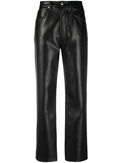 Agolde Ren Straight Leather Pant Detox In Black