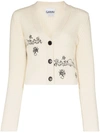 GANNI JACQUARD KNIT DETAIL CARDIGAN