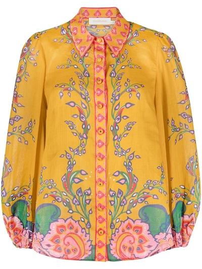 Zimmermann Paisley Floral-print Ramie Shirt In Multicolor
