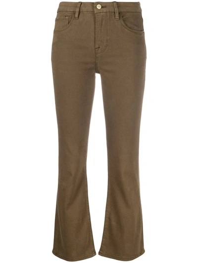 Frame Cropped Flared Trousers In Grün