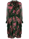 ZIMMERMANN POPPY TIERED TIE-DYE MID-LENGTH DRESS