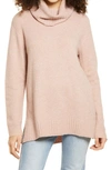 Bp. Longline Turtleneck Sweater In Pink Adobe