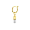 True Rocks 2 Tone 18kt Gold Plated & Sterling  Silver Mini Pill Charm On Gold Hoop In Gold