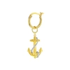 TRUE ROCKS 2 TONE 18KT GOLD PLATED & STERLING SILVER MINI ANCHOR CHARM ON GOLD PLATED HOOP