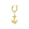 True Rocks 2 Tone 18kt Gold Plated & Sterling Silver Mini Anchor Charm On Gold Plated Hoop In Plated