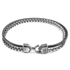 Anchor & Crew Shadow Grey Bowspirit Mast Silver & Round Leather Bracelet