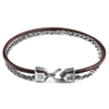 Anchor & Crew Mocha Brown Staysail Mast Silver & Round Leather Bracelet