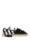 Off-white Canvas Espadrilles In Black