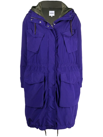 Aspesi Hooded Parka Coat In Purple