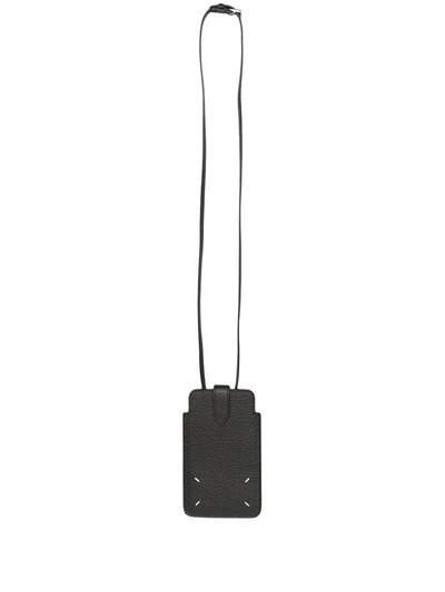 Maison Margiela Four-stitches Grained-leather Phone Pouch In Black