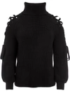 ALICE AND OLIVIA LACE-UP ROLL NECK JUMPER