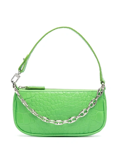 By Far Embossed-leather Chain Bag In Green