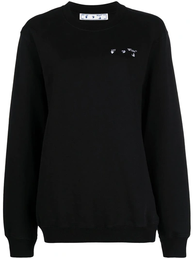 Off-white Logo-embroidered Sweatshirt In Black,grey