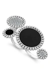 Lagos Maya Diamond Circle Statement Ring In Silver/ Onyx