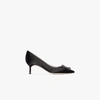 MANOLO BLAHNIK BLACK HANGISI 50 SATIN PUMPS,9XX066115359948