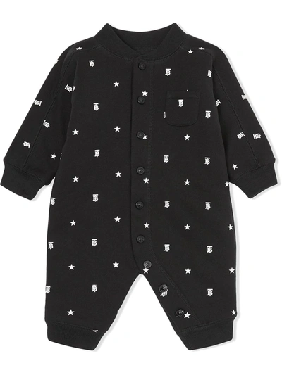 Burberry Babies' Kids Star And Tb Monogram Playsuit (1-18 Months) In Nero