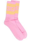 Versace Pink & Yellow 1990s' Vintage Logo Socks In Pink