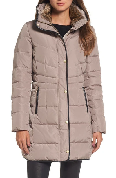 Cole Haan Signature Cole Haan Quilted Down & Feather Fill Jacket With Faux Fur Trim In Nocolor