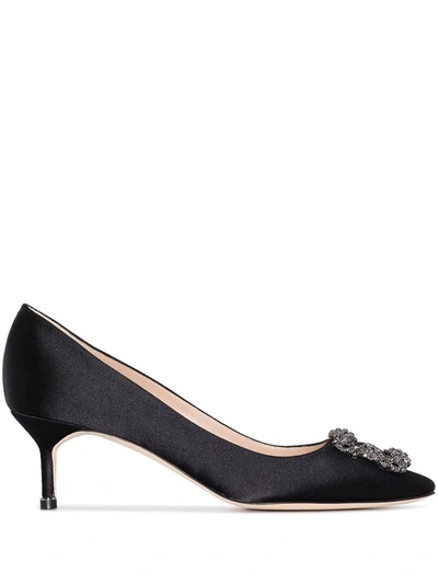 Manolo Blahnik Hangisi 50mm Bejewelled Detail Pumps In Black
