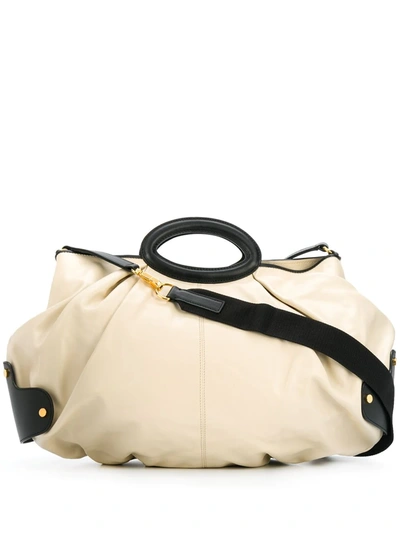 Marni Two-tone Slouchy Tote Bag In Neutrals