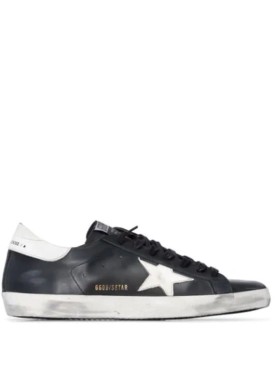 Golden Goose Superstar Distressed Leather And Suede Sneakers In Black