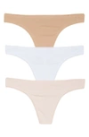 On Gossamer Cabana Cotton Blend Hip-g Thongs, Set Of 3 In Champagne/ Blush/ White