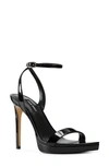 Nine West Zadie Platform Sandal In Black Patent