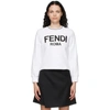 Fendi White Embroidered Logo Sweatshirt In White,black