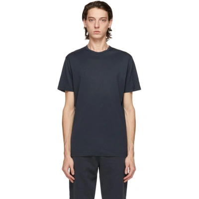 Sunspel Short Sleeve Mock Turtle T-shirt In Navy