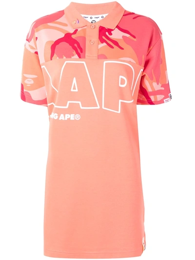 Aape By A Bathing Ape Camouflage Logo-print Polo Shirt In Pink