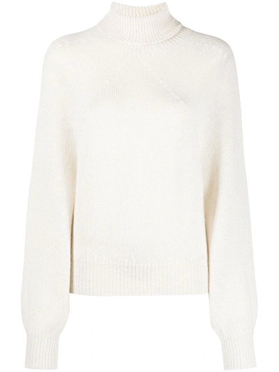 Drumohr Roll Neck Fine Knit Jumper In White