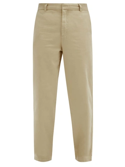 Another Aspect Garment-dyed Cotton-twill Chino Trousers In Light Beige