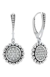 Lagos Sterling Silver Caviar Spark Diamond Drop Earrings In Silver/ Diamond