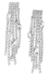 Cristabelle Fringe Post Earrings In Crystal/rhod