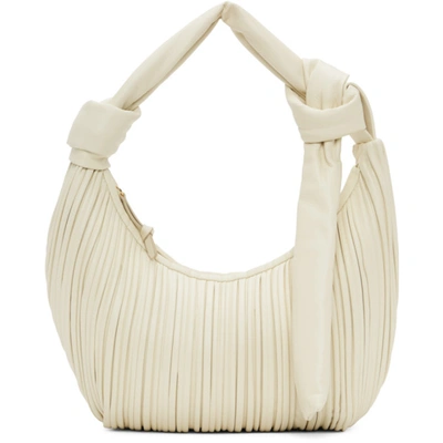Neous Neptune Knotted Pleated Leather Shoulder Bag In White