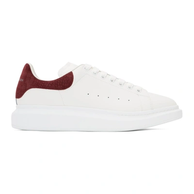 Alexander Mcqueen Men's Leather Chunky Trainers W/ Croc-embossed Trim In White
