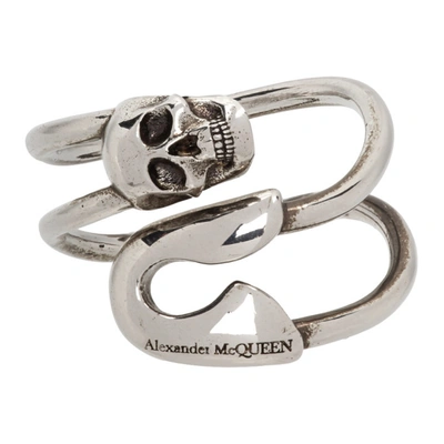 Alexander Mcqueen 银色 Safety Pin 戒指 In Silver