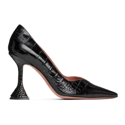 Amina Muaddi Black Croc Giorgia Pumps