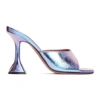 Amina Muaddi Purple Iridescent Caroline Slipper Heels In Fairy Blue