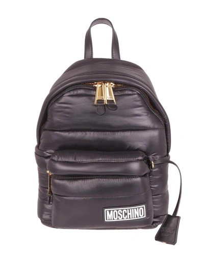 Moschino Padded Nylon Backpack In Black