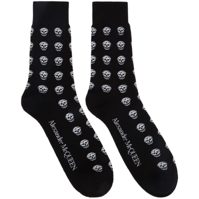 Alexander Mcqueen Skull Motif Socks In Black