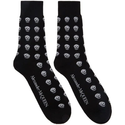 Alexander Mcqueen Black & White Skull Sport Short Socks