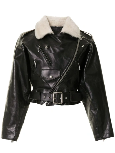 R13 Motorcycle Leather Jacket In Black