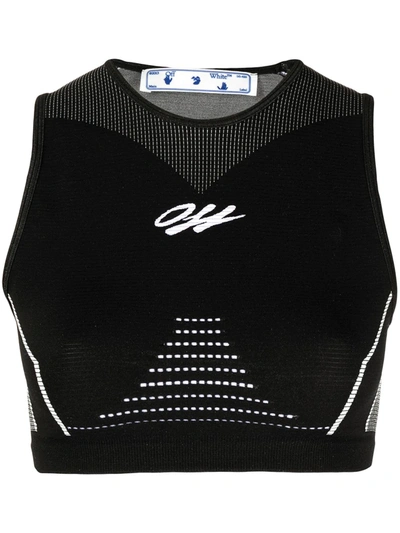 Off-white Logo Print Panelled Sports Bra In Black | ModeSens