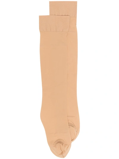 Wolford Individual 10 Denier Knee-high Socks In Sand