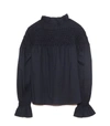 Merlette Majorelle Smocked Cotton-lawn Blouse In Blue