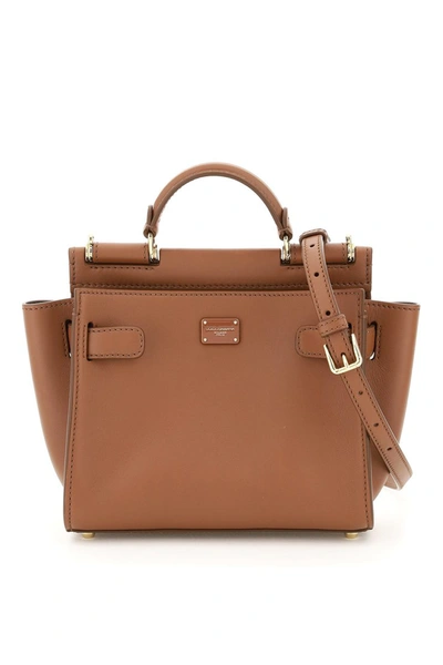 Dolce & Gabbana Sicily 62 Leather Tote Bag In Brown