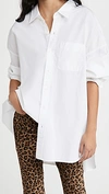 R13 Drop Neck Cotton Poplin Shirt In White