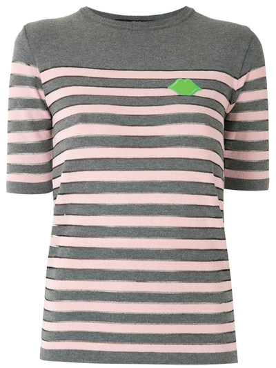 Eva Striped Knit Top In Grey